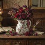 Vintage Ceramic Vase - 8.2 Inch Hand-Painted Roses with Ice Crackle Glaze Finish... - Image 5