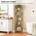 HOOBRO 5-Tier Corner Shelf Stand, Gold Corner Bookshelf, Tempered Glass Shelves,... - Image 5