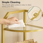 HOOBRO 5-Tier Corner Shelf Stand, Gold Corner Bookshelf, Tempered Glass Shelves,... - Image 7