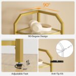 HOOBRO 5-Tier Corner Shelf Stand, Gold Corner Bookshelf, Tempered Glass Shelves,... - Image 8
