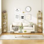 HOOBRO 5-Tier Corner Shelf Stand, Gold Corner Bookshelf, Tempered Glass Shelves,... - Image 9