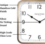 Presentime & Co. 16" Anton Vintage Square Clock, Silent No Ticking, Wall Art and... - Image 4