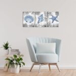 Kalormore Sea Coastal Style Canvas Wall Art Blue and Grey Starfish Shell Conch C... - Image 3