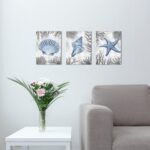 Kalormore Sea Coastal Style Canvas Wall Art Blue and Grey Starfish Shell Conch C... - Image 4