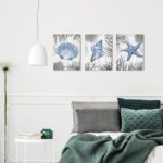 Kalormore Sea Coastal Style Canvas Wall Art Blue and Grey Starfish Shell Conch C... - Image 5