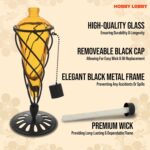 Metal & Glass Table Lamp – Teardrop Style Outdoor Oil Lamp w/ Black Metal Frame ... - Image 6