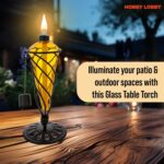 Metal & Glass Table Lamp – Teardrop Style Outdoor Oil Lamp w/ Black Metal Frame ... - Image 7
