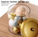 SheeChung 3-Pack Plastic Apothecary Jars with Gold Metal Lids - Large 50oz, 25oz... - Image 3