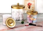 SheeChung 3-Pack Plastic Apothecary Jars with Gold Metal Lids - Large 50oz, 25oz... - Image 5