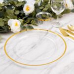 Goodluck 25 Pack Reusable Plastic Clear Charger Plates with Gold Rim, 12-Inch, f... - Image 5
