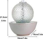 Water Fountain Indoor, Ceramic Tabletop Indoor Fountains with Glass Ball, Modern... - Image 3