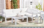 SAFAVIEH Outdoor - Endelia Conversation Set - Grey & Beige - Solid Wood with Cus... - Image 3