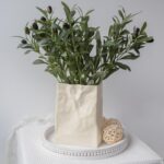 Relexome Paper Bag Vase Crinkle Wide Ceramic Flower Vase Cream White Boho Wabi-S... - Image 6