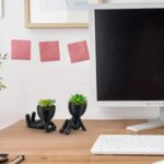 Fake Succulent, Mini Succulents Plants Artificial in Black Modern Human Shaped C... - Image 5