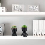 Fake Succulent, Mini Succulents Plants Artificial in Black Modern Human Shaped C... - Image 6
