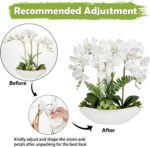 Briful Orchid Artificial Flowers 18in White Fake Orchid Silk Flowers with Cerami... - Image 4