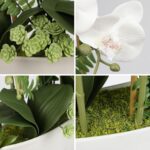 Briful Orchid Artificial Flowers 18in White Fake Orchid Silk Flowers with Cerami... - Image 5