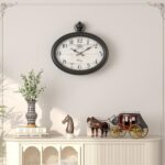Retro Oval Wall Clock. Black Vintage Antique Style. Battery Operated Decor Wall ... - Image 5