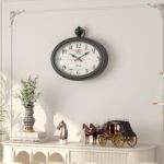 Retro Oval Wall Clock. Black Vintage Antique Style. Battery Operated Decor Wall ... - Image 6