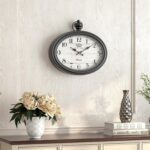 Retro Oval Wall Clock. Black Vintage Antique Style. Battery Operated Decor Wall ... - Image 7