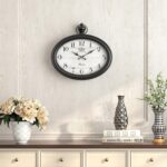 Retro Oval Wall Clock. Black Vintage Antique Style. Battery Operated Decor Wall ... - Image 8