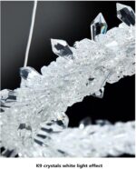 Modern Nordic Art Deco Led Chaner Luxurious K9 Crystals Circle Pendant Lamp Parl... - Image 6