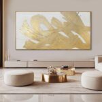 XIANSHOU White and Gold Wall Painting Neutral Wall Decor Modern Abstract Wall Ar... - Image 7