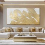 XIANSHOU White and Gold Wall Painting Neutral Wall Decor Modern Abstract Wall Ar... - Image 8