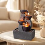 GOSSI Tabletop Water Fountain with LED Lights, Indoor Waterfall Fountain with Ca... - Image 5