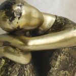 Pigort Thinker Statue Abstract Sculpture - Collectible Rustic Gold Figurine Art ... - Image 8