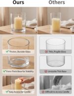 NUPTIO Hurricane Glass Candle Holders: Set of 3 Thick Glass Large Pillar Candle ... - Image 3