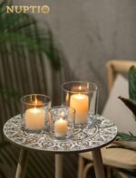 NUPTIO Hurricane Glass Candle Holders: Set of 3 Thick Glass Large Pillar Candle ... - Image 7