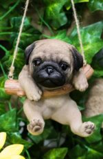 Ebros Gift Adorable Lifelike Teacup Pug Puppy Dog Macrame Branch Hanger 5.5" Tal... - Image 3