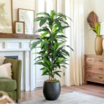 Yepdin 5 FT Dracaena Tree Artificial, Fake Tree with Plastic Pot, Faux Tropical ... - Image 3