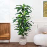 Yepdin 5 FT Dracaena Tree Artificial, Fake Tree with Plastic Pot, Faux Tropical ... - Image 4