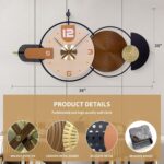 38x20 Inch Large Modern Wall Clock for Living Room - Metal & Wood Combination, S... - Image 3