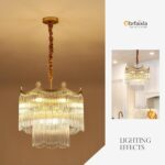 17.9" Modern Glass Gold Chandelier Light Fixture Luxury Glam 2-Tier Crystal Chan... - Image 6