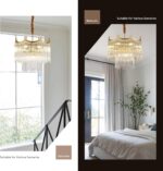 17.9" Modern Glass Gold Chandelier Light Fixture Luxury Glam 2-Tier Crystal Chan... - Image 7