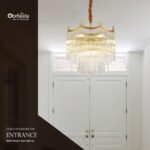 17.9" Modern Glass Gold Chandelier Light Fixture Luxury Glam 2-Tier Crystal Chan... - Image 8