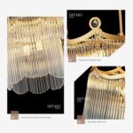 17.9" Modern Glass Gold Chandelier Light Fixture Luxury Glam 2-Tier Crystal Chan... - Image 9
