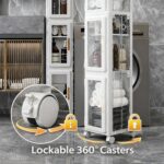 VECELO 4 Tier Tall Plastic Slim Storage Cabinet with Lockable Wheels, Adjustable... - Image 7