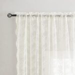 YJ YANJUN Vintage Lace Curtains Ivory Floral 105 inch Curtains 2 Panels for Livi... - Image 3