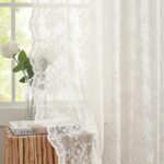 YJ YANJUN Vintage Lace Curtains Ivory Floral 105 inch Curtains 2 Panels for Livi... - Image 4