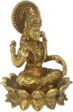 Designer Brass Lakshmi ji Sitting on Kamal for Good Luck Vastu Fengshui Showpiec... - Image 3