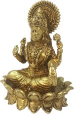 Designer Brass Lakshmi ji Sitting on Kamal for Good Luck Vastu Fengshui Showpiec... - Image 4