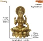 Designer Brass Lakshmi ji Sitting on Kamal for Good Luck Vastu Fengshui Showpiec... - Image 7