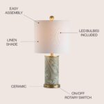 JONATHAN Y 20.5" Gray/Green Swirl Ceramic LED Table Lamp, Contemporary Marbled G... - Image 3