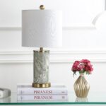 JONATHAN Y 20.5" Gray/Green Swirl Ceramic LED Table Lamp, Contemporary Marbled G... - Image 7