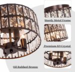 Oil Rubbed Bronze Flush Mount Ceiling Light Fixture, 4-Light Crystal Ceiling Lig... - Image 4