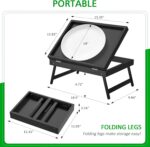 Artmeer Bed Tray Table Breakfast Food Tray with Folding Legs Serving Tray for La... - Image 3